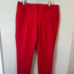 White House Black Market Womens Pants Red Size 14 The Slim Ankle Cotton Blend